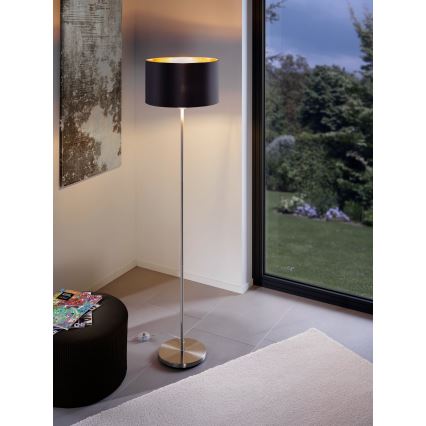 Eglo - LED  Põrandalamp TUNJA 1xE27/60W/230V matt kroom/must