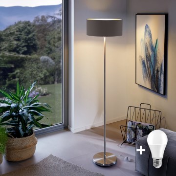 Eglo - LED  Põrandalamp TUNJA 1xE27/60W/230V matt kroom/pruun