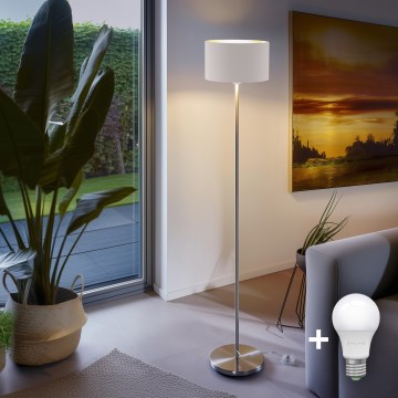 Eglo - LED Põrandalamp TUNJA 1xE27/60W/230V matt kroom/valge