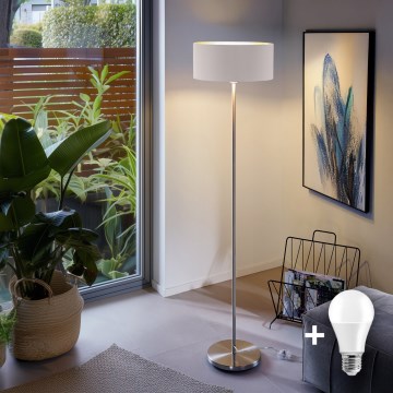 Eglo - LED  Põrandalamp TUNJA 1xE27/60W/230V matt kroom/valge