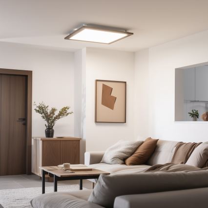 Eglo - LED RGB Hämardatav pinnale kinnitatav valguspaneel SALOBRENA-C WOOD LED/30,5W/230V 2700-6500K 64x64 cm tumepruun + kaugjuhtimispult