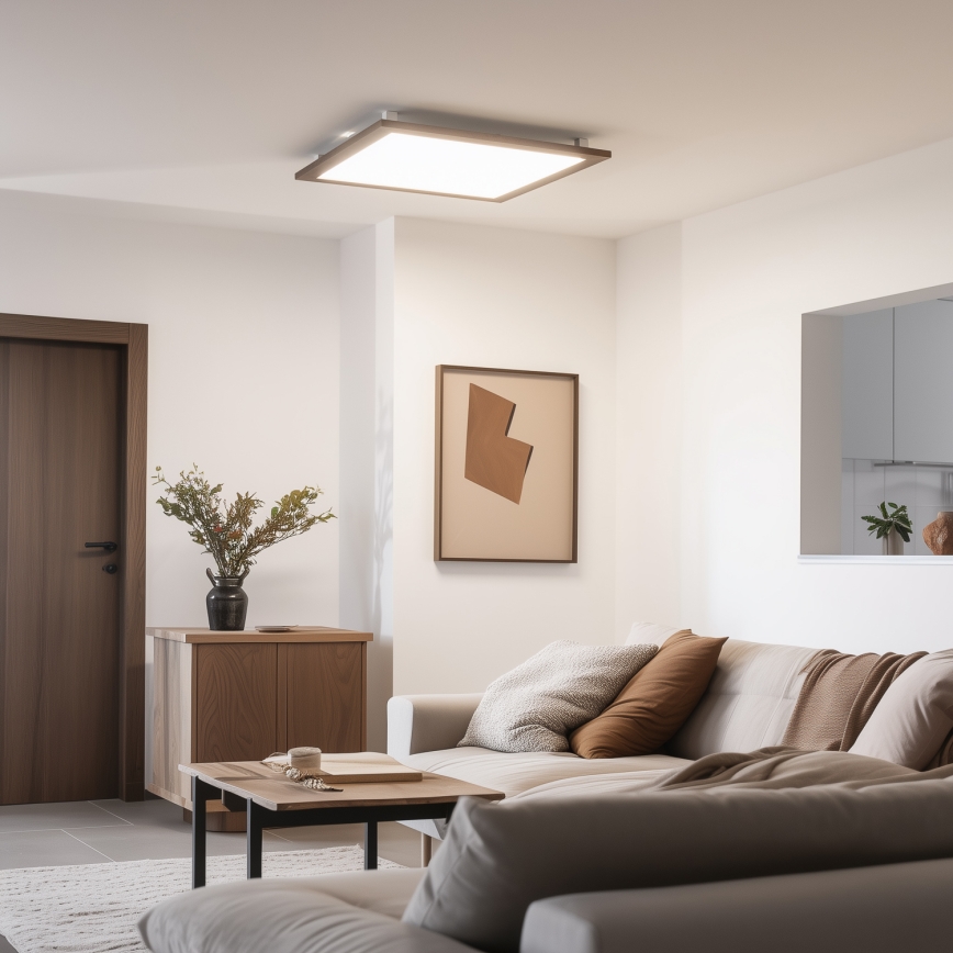 Eglo - LED RGB Hämardatav pinnale kinnitatav valguspaneel SALOBRENA-C WOOD LED/30,5W/230V 2700-6500K 64x64 cm tumepruun + kaugjuhtimispult