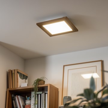Eglo - LED RGBW Hämardatav pinnale kinnitatav valguspaneel SALOBRENA-C WOOD LED/16W/230V 2700-6500K 34x34 cm pruun + kaugjuhtimispult