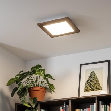 Eglo - LED RGBW Hämardatav pinnale kinnitatav valguspaneel SALOBRENA-C WOOD LED/16W/230V 2700-6500K 34x34 cm tumepruun + kaugjuhtimispult