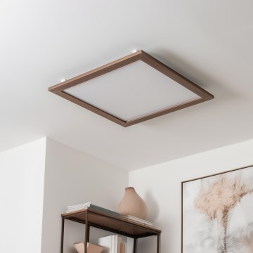 Eglo - LED RGBW Hämardatav pinnale kinnitatav valguspaneel SALOBRENA-C WOOD LED/30,5W/230V 2700-6500K 64x64 cm tumepruun + kaugjuhtimispult