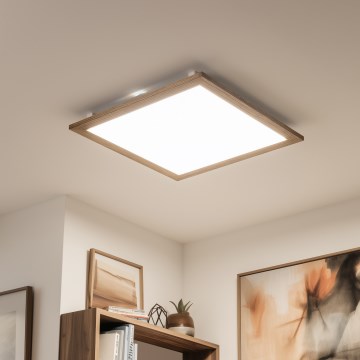 Eglo - LED RGBW Hämardatav pinnale kinnitatav valguspaneel SALOBRENA-C WOOD LED/34W/230V 2700-6500K 64x64 cm pruun + kaugjuhtimispult