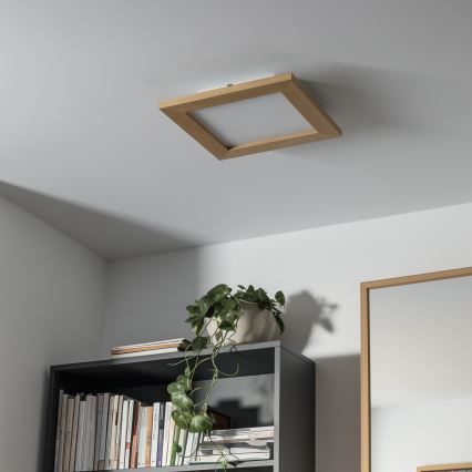 Eglo - LED RGBW hämardatav pinnale paigaldatav paneel SALOBRENA-C WOOD LED/16W/230V 2700-6500K 34x34 cm pruun + kaugjuhtimispult