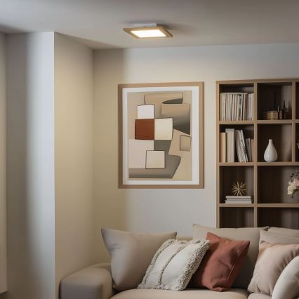 Eglo - LED RGBW hämardatav pinnale paigaldatav paneel SALOBRENA-C WOOD LED/16W/230V 2700-6500K 34x34 cm pruun + kaugjuhtimispult