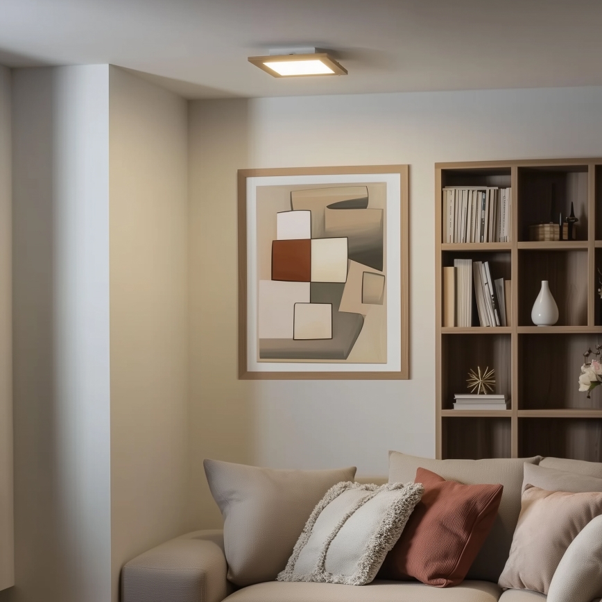 Eglo - LED RGBW hämardatav pinnale paigaldatav paneel SALOBRENA-C WOOD LED/16W/230V 2700-6500K 34x34 cm pruun + kaugjuhtimispult