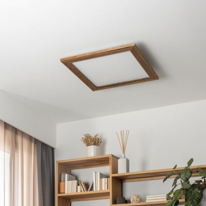 Eglo - LED RGBW Hämardatav pinnale kinnitatav valguspaneel SALOBRENA-C WOOD LED/21W/230V 2700-6500K 49,5x49,5 cm pruun + kaugjuhtimispult