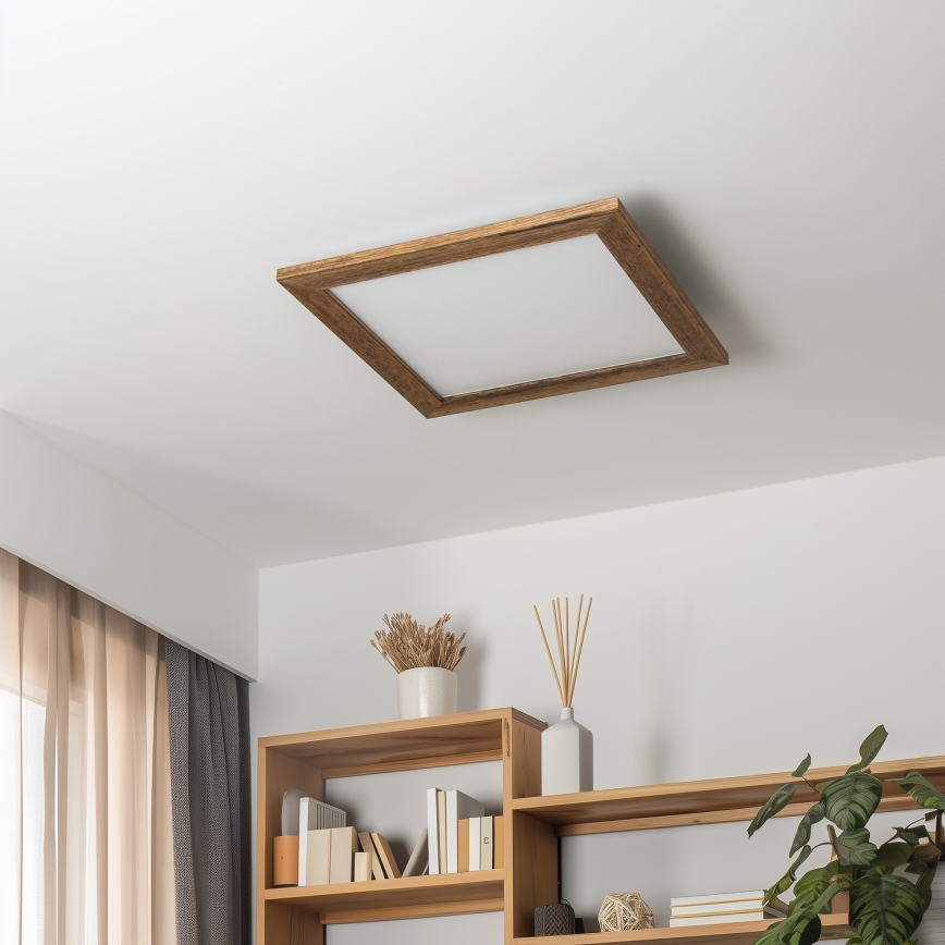 Eglo - LED RGBW Hämardatav pinnale kinnitatav valguspaneel SALOBRENA-C WOOD LED/21W/230V 2700-6500K 49,5x49,5 cm pruun + kaugjuhtimispult