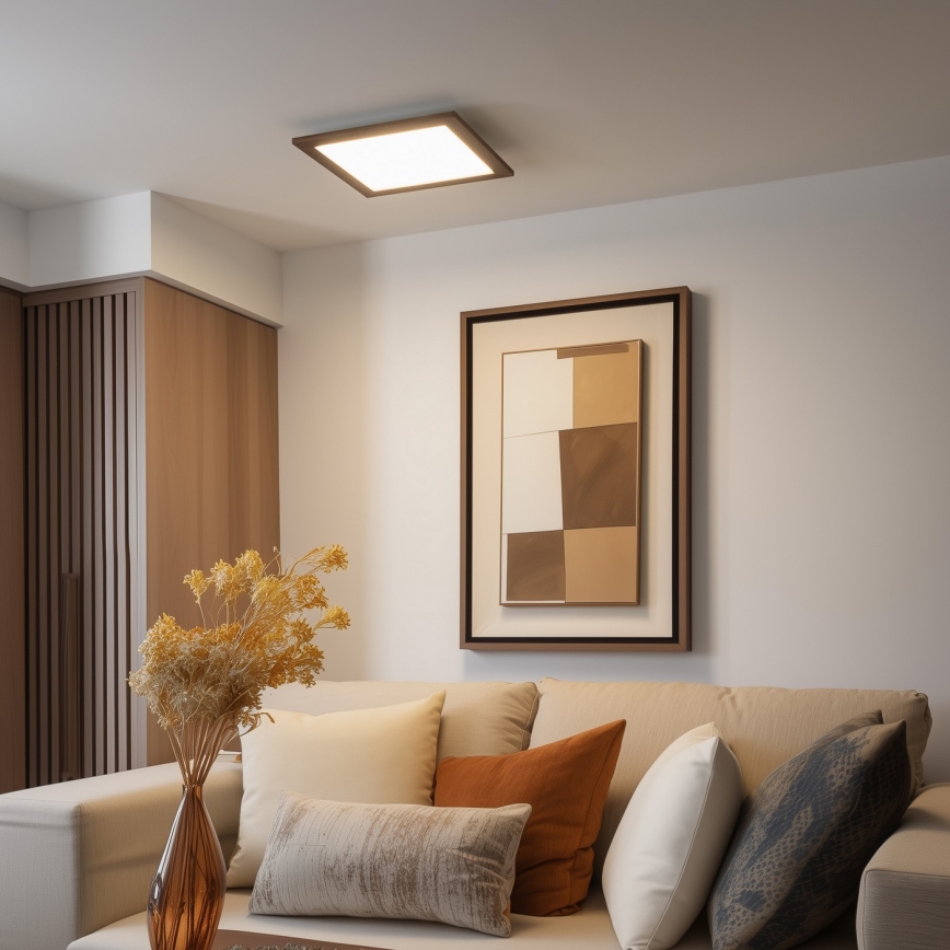 Eglo - LED RGBW Hämardatav pinnale kinnitatav valguspaneel SALOBRENA-C WOOD LED/21W/230V 2700-6500K 49,5x49,5 cm pruun + kaugjuhtimispult
