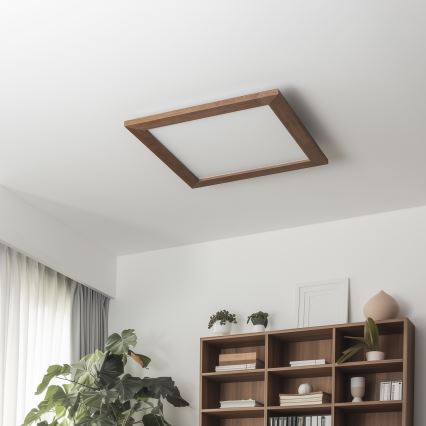 Eglo - LED RGBW Hämardatav pinnale kinnitatav valguspaneel SALOBRENA-C WOOD LED/21W/230V 2700-6500K 49,5x49,5 cm tumepruun + kaugjuhtimispult