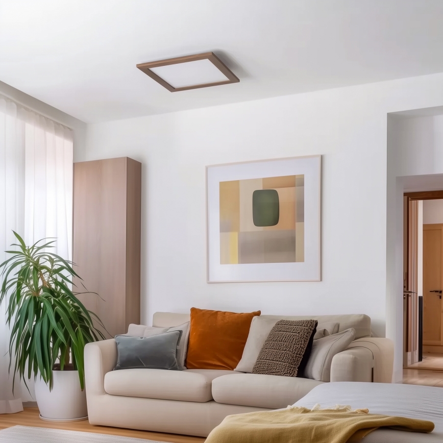 Eglo - LED RGBW Hämardatav pinnale kinnitatav valguspaneel SALOBRENA-C WOOD LED/21W/230V 2700-6500K 49,5x49,5 cm tumepruun + kaugjuhtimispult