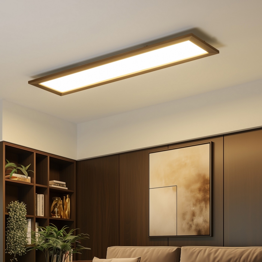Eglo - LED RGBW Hämardatav valguspaneel SALOBRENA-C WOOD LED/31W/230V 2700-6500K 34x124 cm tumepruun + kaugjuhtimispult