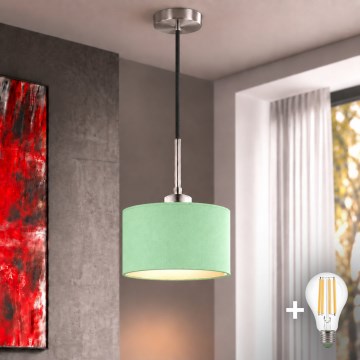 Eglo - LED rippvalgusti kaabliga TUNJA 1xE27/60W/230V Ø 20 cm roheline/must