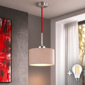 Eglo - LED rippvalgusti kaablil TUNJA 1xE27/60W/230V läbimõõt 20 cm beež/punane