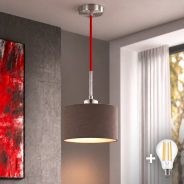 Eglo - LED-rippvalgusti riputuskaabliga TUNJA 1xE27/60W/230V Ø 20 cm pruun/punane