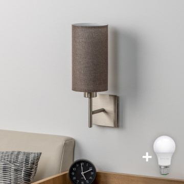 Eglo - LED Seinavalgusti TUNJA 1xE27/60W/230V matt kroom/pruun
