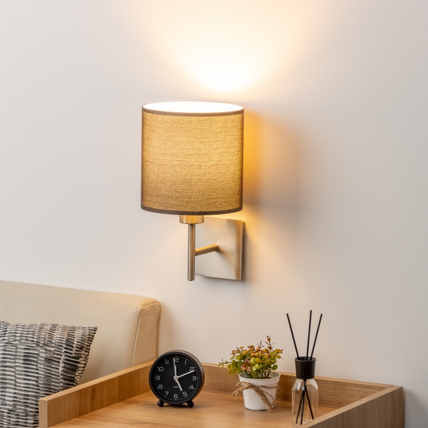Eglo - LED Seinavalgusti TUNJA 1xE27/60W/230V matt kroom/pruun