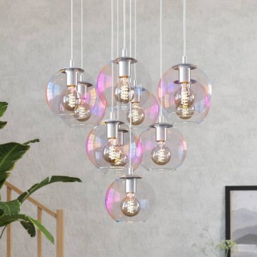 Eglo - Ripplühter kaabliga 10xE27/60W/230V läikiv kroom/läbipaistev