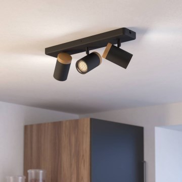 Eglo - vannitoa punktvalgusti 3xGU10/3W/230V IP44 must/beež