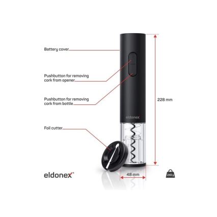 ELDONEX EWO-2100-BK - Elektriline veiniavaja 4xAA must