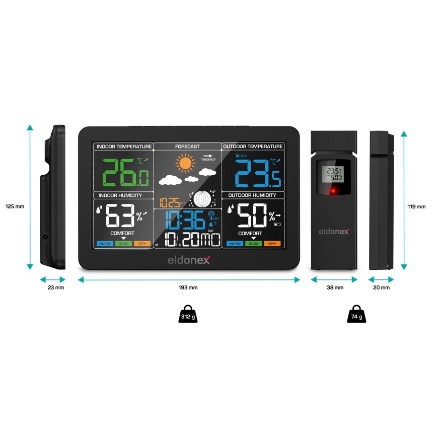 ELDONEX EWS-1010-BK - Ilmajaam LCD ekraaniga 2xAAA must
