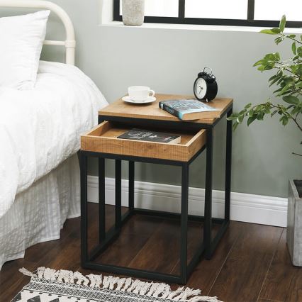 ELDUR 2-osaline külglaudade komplekt, pruun/must