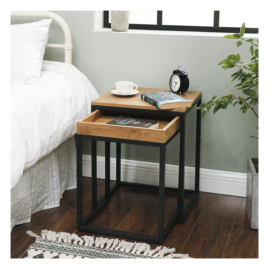 ELDUR 2-osaline külglaudade komplekt, pruun/must