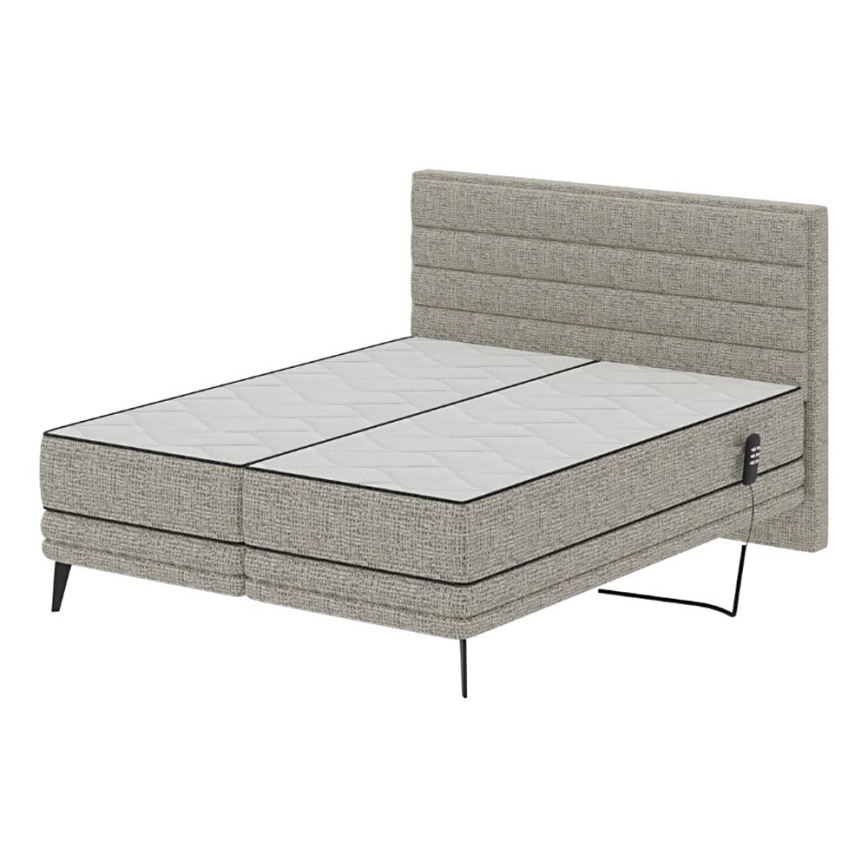 Elektriline kohandatav polsterdatud voodi koos madratsiga MILA 160x200 cm hall