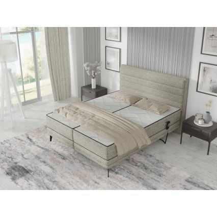 Elektriline kohandatav polsterdatud voodi koos madratsiga MILA 160x200 cm hall