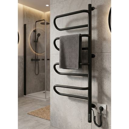 ELECTRA elektriline pööratav rätikukuivati 120W/230V 102,5x44,5 cm roostevaba/must, parempoolne