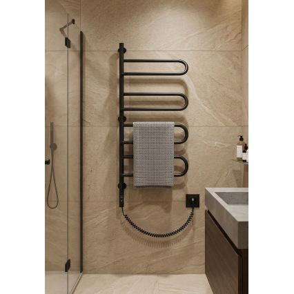 Elektriline pöörlev rätikuivati ELECTRA 120W/230V 102,5x47,5 cm roostevaba/must vasakpoolne