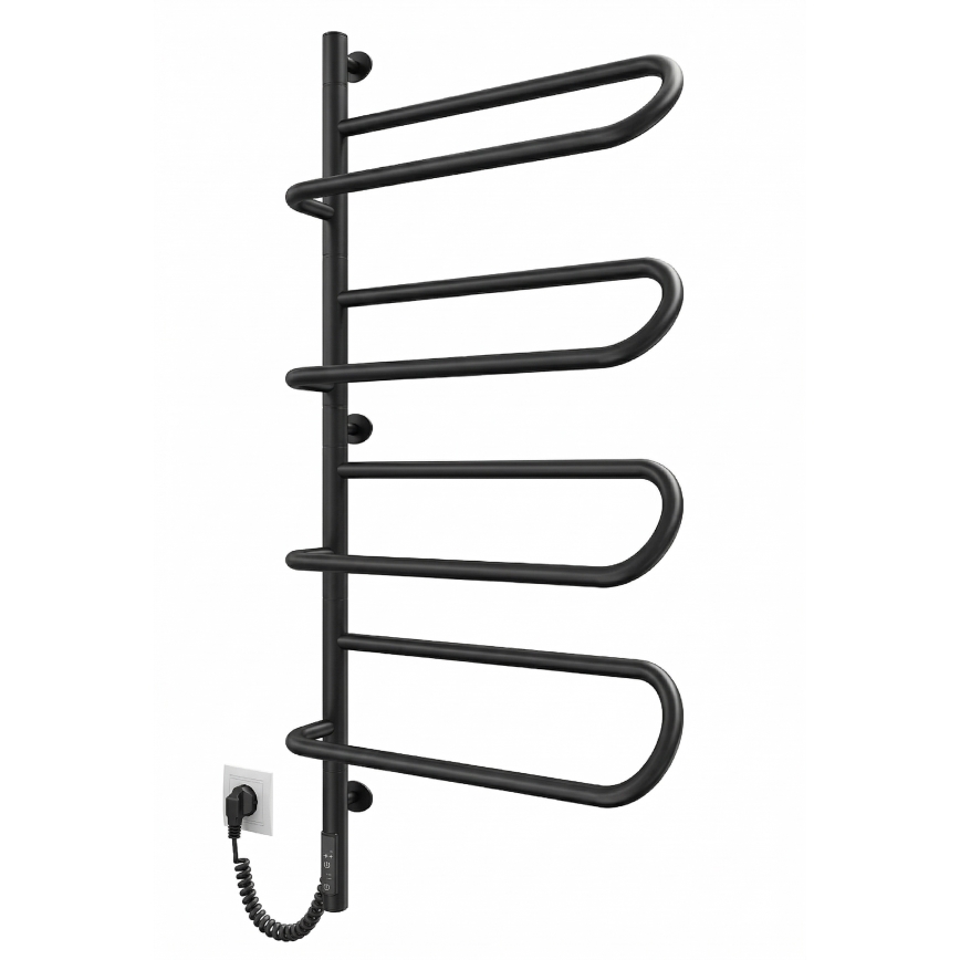 Elektriline pöörlev rätikuivati ELECTRA 120W/230V 102,5x47,5 cm roostevaba/must vasakpoolne