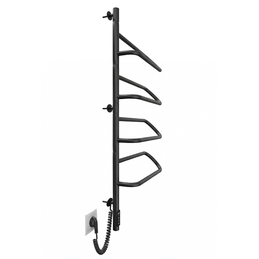 Elektriline pöörlev rätikuivati ELECTRA 120W/230V 102,5x47,5 cm roostevaba/must vasakpoolne