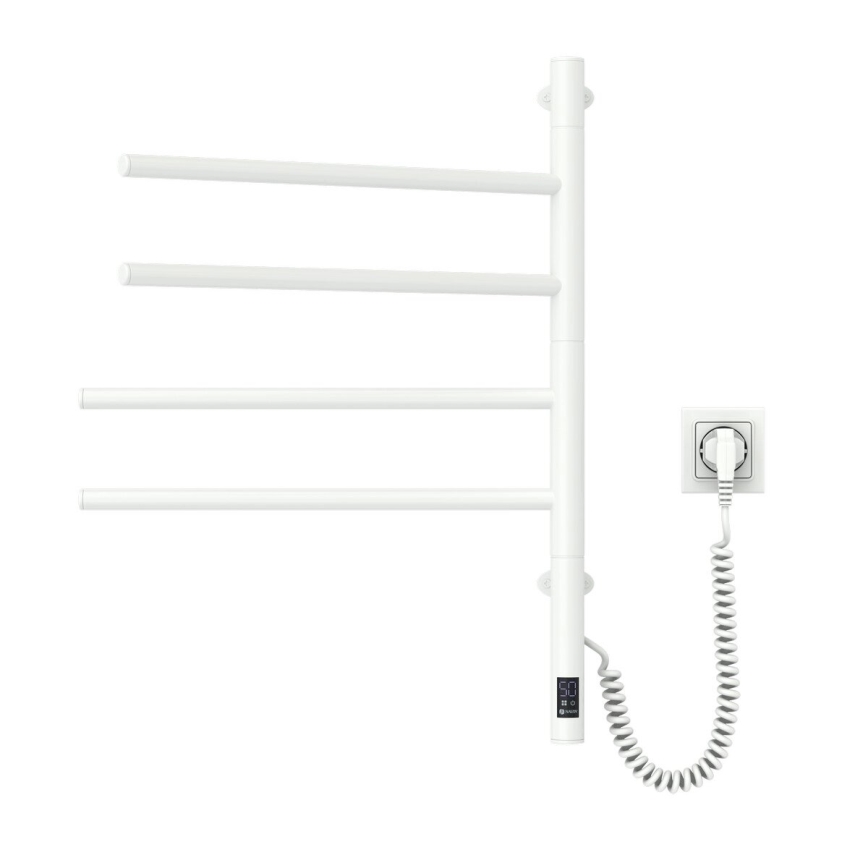Elektriline pööratav rätikuhoidik koos termostaadiga ARABESQUE 150W/230V 64,6 cm IP44 valge