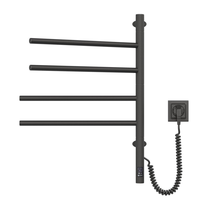 Elektriline pööratav rätikuhoidik koos termostaadiga ARABESQUE 150W/230V 64,6cm IP44 must