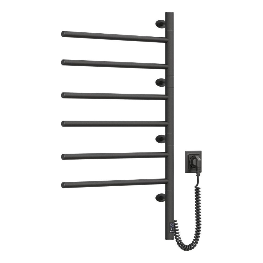 Elektriline pööratav rätikuhoidik koos termostaadiga ARABESQUE 196W/230V 81,8cm IP44 must