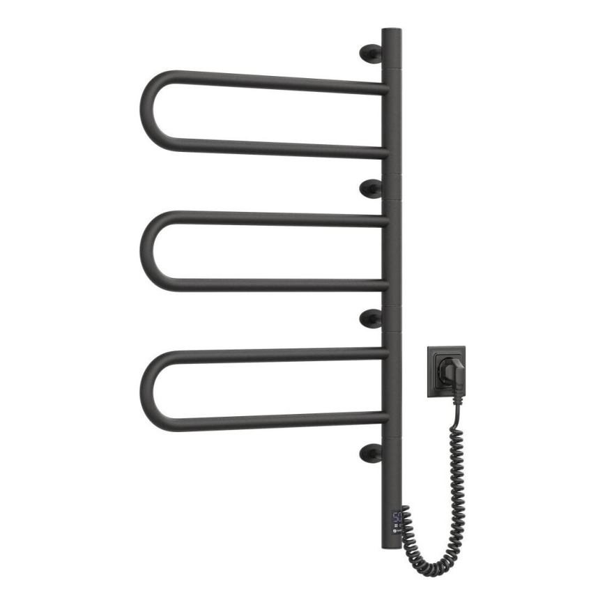Elektriline pööratav rätikuhoidik koos termostaadiga FOUETTE 185W/230V 81,8 cm IP44 must