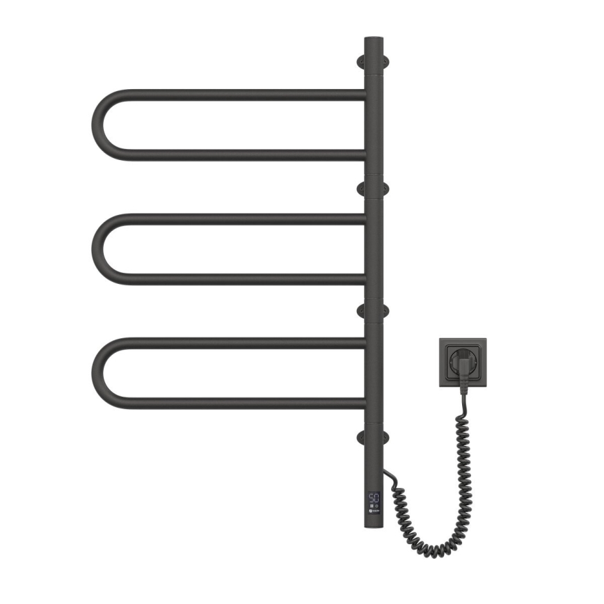 Elektriline pööratav rätikuhoidik koos termostaadiga FOUETTE 185W/230V 81,8 cm IP44 must
