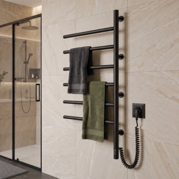 Elektriline pööratav rätikuivati termostaadiga ARABESQUE 105W 82x49 cm must