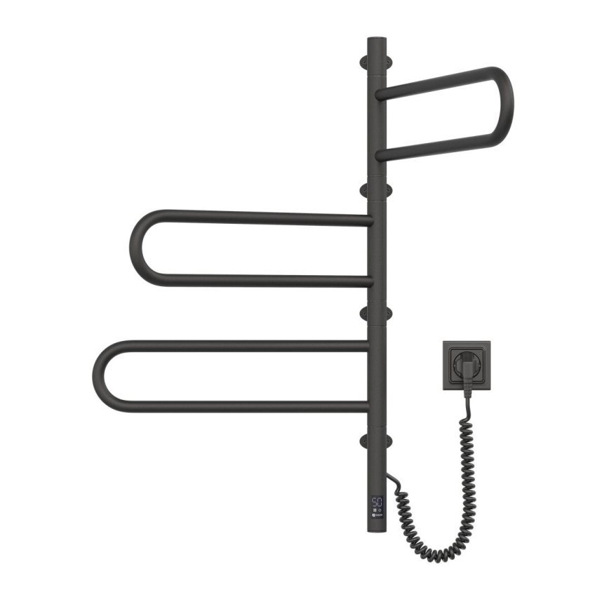 Elektriline pööratav rätikuivati termostaadiga FOUETTE 100W 80x49 cm must