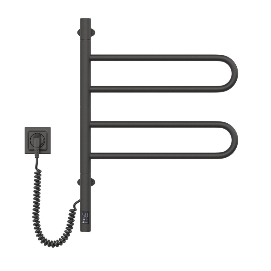 Elektriline pööratav rätikuivati termostaadiga FOUETTE 60W 65x49 cm must