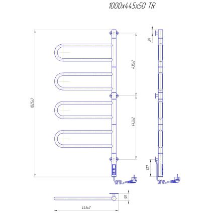 Elektriline pööratav rätikukuivati TRISTAR 105W/230V 102,5x44,5 cm IP44 roostevaba teras/must