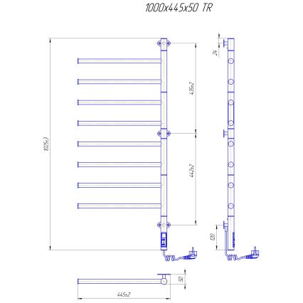 Elektriline pööratav rätikuivati VEER 95W/230V 102,5x44,5 cm roostevaba teras/läikiv kroom