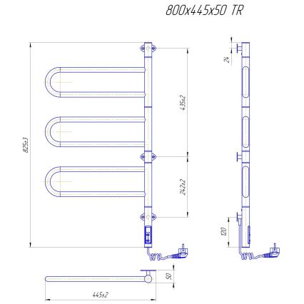Elektriline pööratav rätikuivati TRISTAR 80W/230V 82,5x44,5 cm IP44 roostevaba teras/läikiv kroom