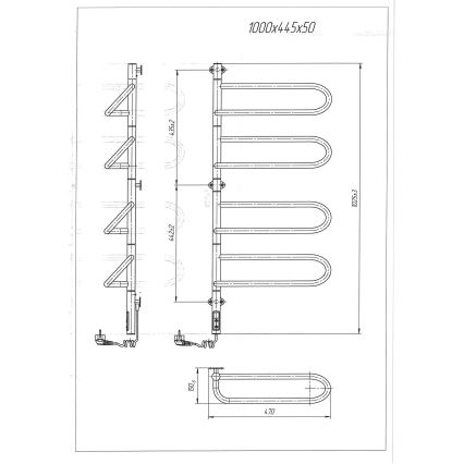 Elektriline pööratav rätikukuivati ELECTRA 120W/230V 102,5x47,5 cm roostevaba/kroom vasakpoolne