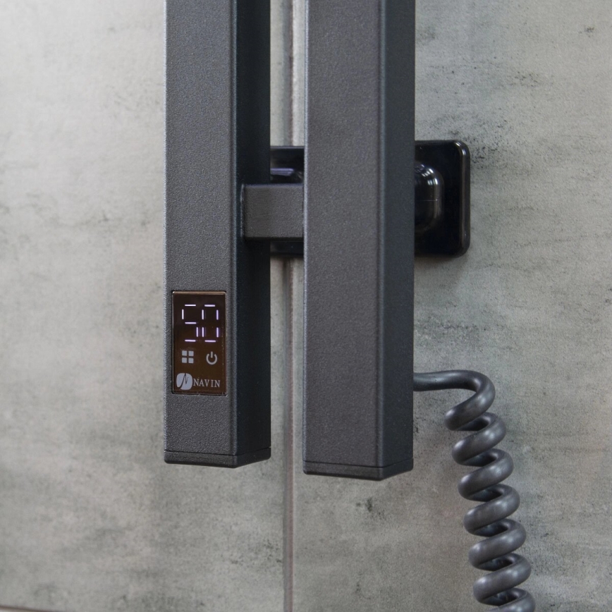 Elektriline rätikuhoidik koos termostaadiga SILOUETTE 187W/230V 120,6 cm IP44 must parem kandiline
