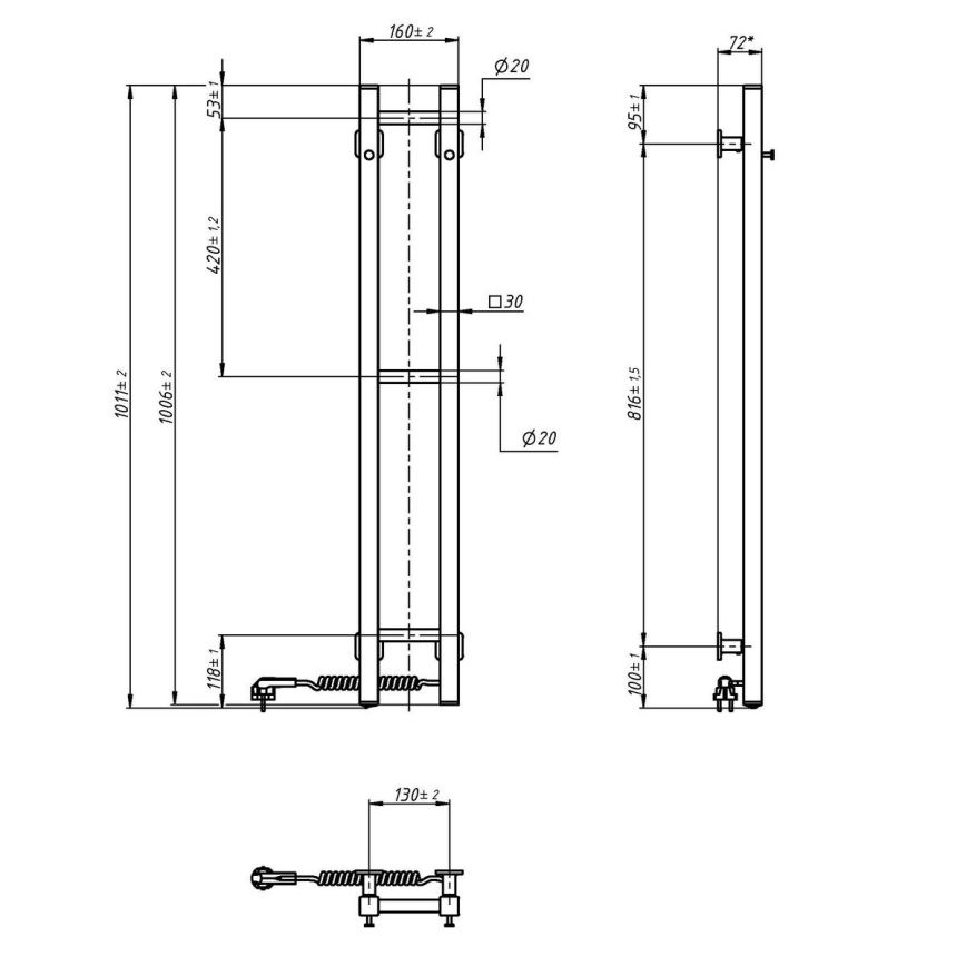 Elektriline rätikuhoidik SILOUETTE 187W/230V 101,1 cm IP44 must parem kandiline
